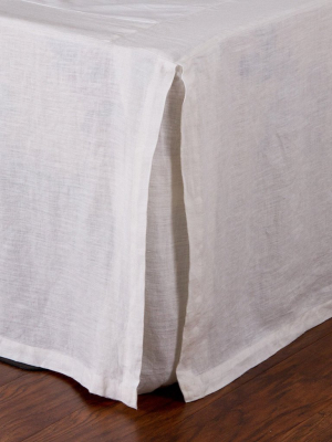 Pleated Linen Bedskirt In White