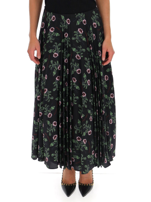 Valentino Floral Pleated Maxi Skirt