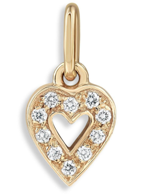 Tiny Heart Cutout Charm Pave Diamonds