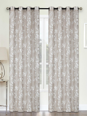 Kate Aurora Living 2 Pack Shabby Chic Designed Semi Sheer Grommet Top Cherry Blossom Window Curtains