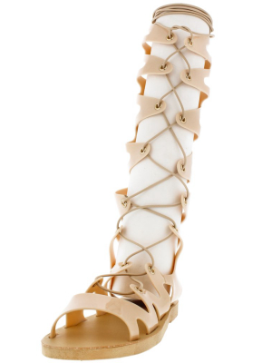 Fresh62 Nude Lace Up Jelly Gladiator Sandal