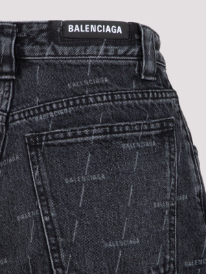 Balenciaga Allover Logo Cropped Jeans