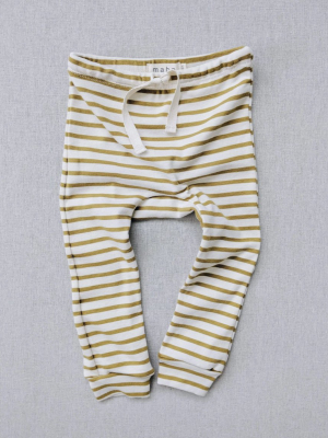 Baby Drawstring Striped Leggings - Chartreuse