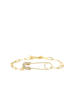 Pave Safety Pin Toggle Bracelet