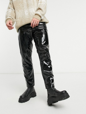 Asos Design Classic Rigid Jeans In Black Pu