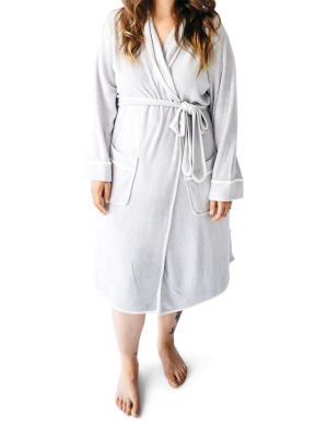 Adult Bath Robe In Storm With Cloud Trim