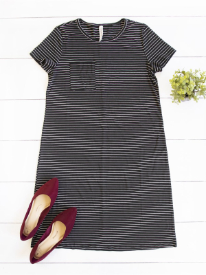 Kami Pocket Dress - Black Stripe