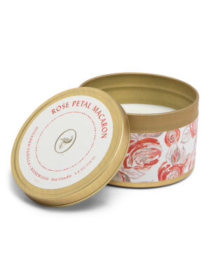 4.8oz Printed Tin Candle Rose Petal Macaron - Floral Collection - Opalhouse™