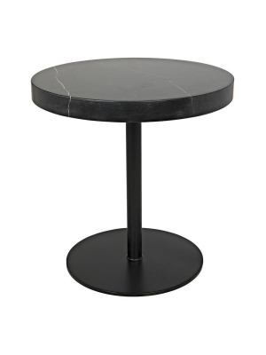 Noir Ford Stone Top Low Black Metal Side Table - Matte Black