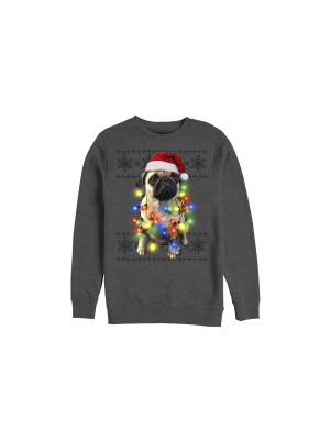 Men's Lost Gods Ugly Christmas Pug Lights Sweatshirt