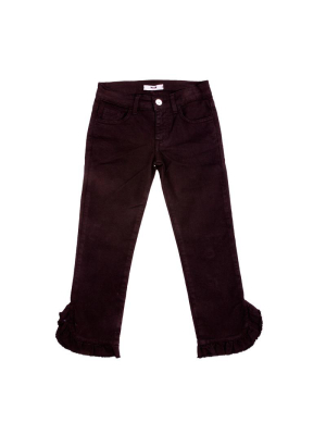 Ruffle Edged Denim Pants