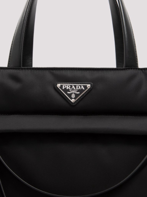 Prada Logo Plaque Tote Bag