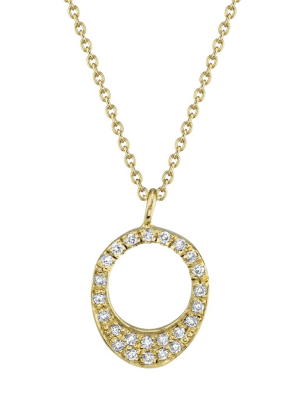 Small Egg Necklace With Full White Pavé Diamonds