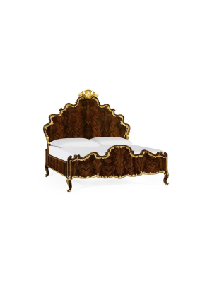 High Lustre Mahogany & Gilded Us King Bed