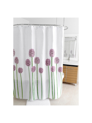 Fabric Floral Shower Curtain Purple/green - Splash Home