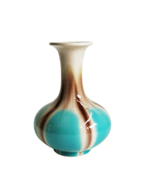 Blue Reaction Glazed Morning Glory Vase