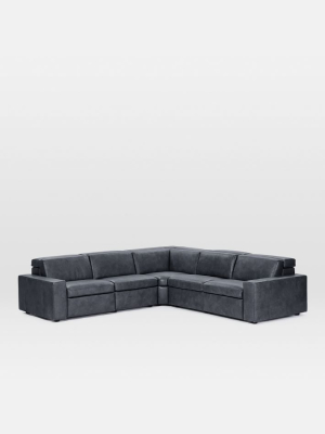 Enzo Leather 5-piece L-shaped Reclining Sectional