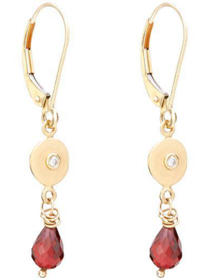 Dangle Disk Earrings With Diamond And Garnet