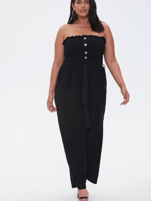 Plus Size Smocked Jumpsuit