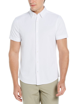 Slim Fit Stretch Pique Woven Shirt