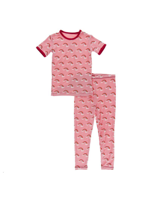 Kickee Pants Print Short Sleeve Pajama Set - Strawberry Rainbows