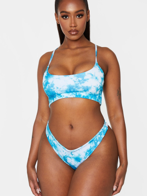 Shape Teal Tie Dye Scoop Neck Bikini Top