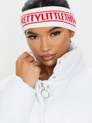 Prettylittlething White With Red Front Headband