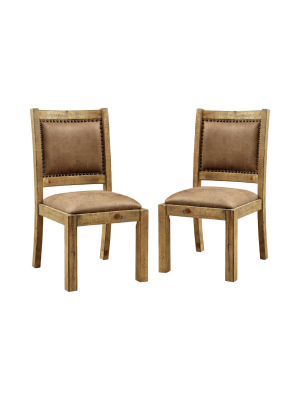 Set Of 2 Shelia Padded Leatherette Side Dining Chair Dark Brown - Iohomes