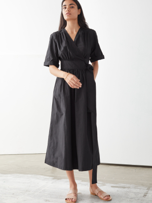 Voluminous Wrap Midi Dress