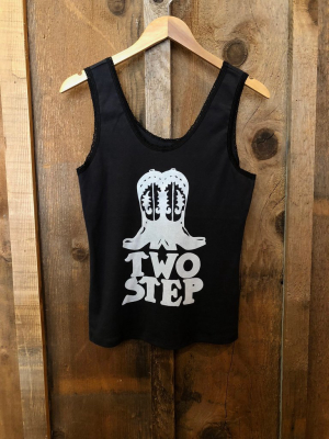 Two Step Lace Tank Blk/white