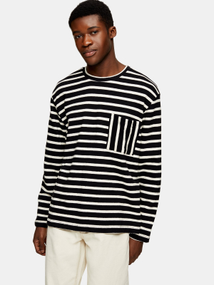 Black White Stripe Sweatshirt