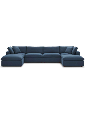 Carmen U-shaped Armless Sectional Sofa Azure