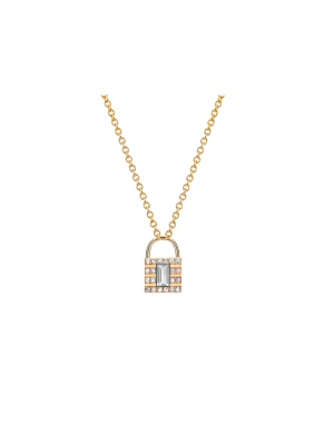 Ef Collection Charm Pendant Diamond White Topaz Lock