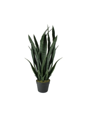 Northlight 29" Artificial Potted Green Striped Leaf Dracaena Snake Plant