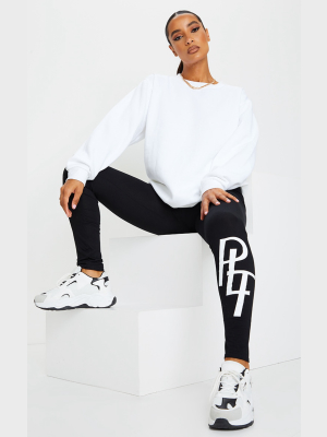 Prettylittlething Black Slogan Leggings