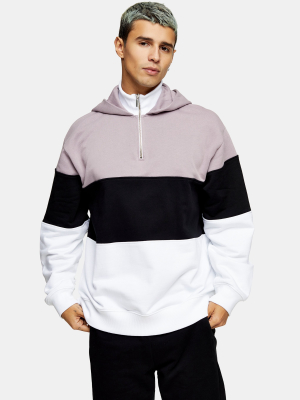 Lilac Color Block 1/4 Zip Hoodie