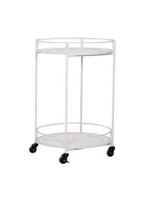 Perry Medallion Rolling Cart White - Linon