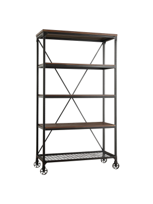 72" Merida 4 Shelf Mixed Media Bookshelf Black - Inspire Q