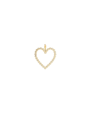 14k Single Diamond Bezel Heart Charm Pendant