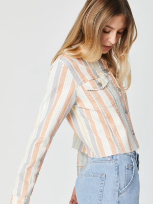 Sienna Cut-off Crop Jacket In Spring Stripe Stretch