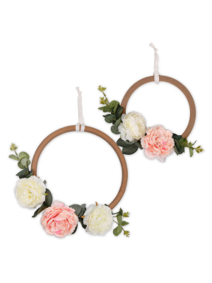 Farmhouse Floral Ring Wall Decor By The Peanutshell - 2pc