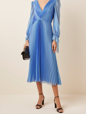 Pleated Chiffon Midi Dress