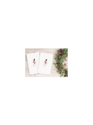 2pk Snowman Hand Towel Set White - Linum Home Textiles