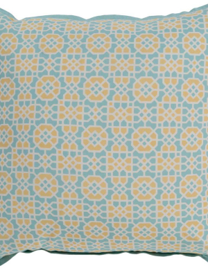 Frances Pillow Aqua/wheat/cream