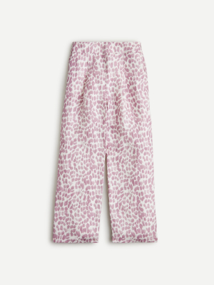 Pleated Linen-blend Pant In Lilac Giraffe Print