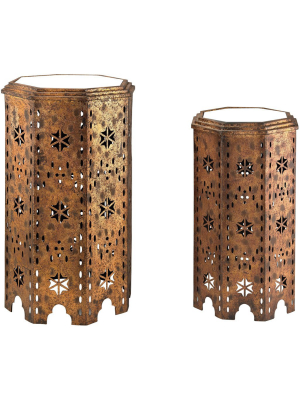 Moroccan Mirror Top Side Table (set Of 2)