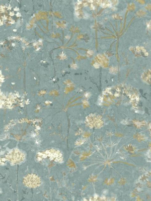 Sample Botanical Fantasy Wallpaper In Blue From The Botanical Dreams Collection By Candice Olson For York Wallcoverings