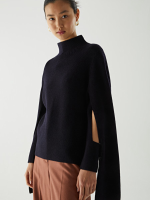 Merino Wool Wide Sleeve Roll-neck Sweater