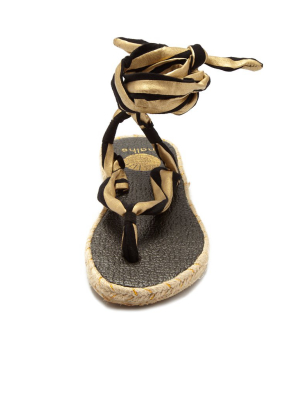 Karabi Metalic Wrap Sandals - Gold/black