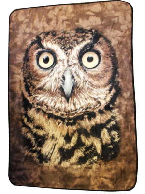 Just Funky Owl Face Lightweight Fleece Throw Blanket | 45 X 60 Inches